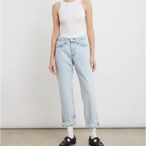 RAG & BONE Rosa Mid Rise Boyfriend Jeans Mica Light Wash {3L51} - Picture 1 of 7
